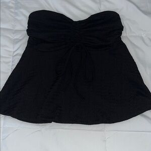 Black Strapless Flowy Babydoll Top